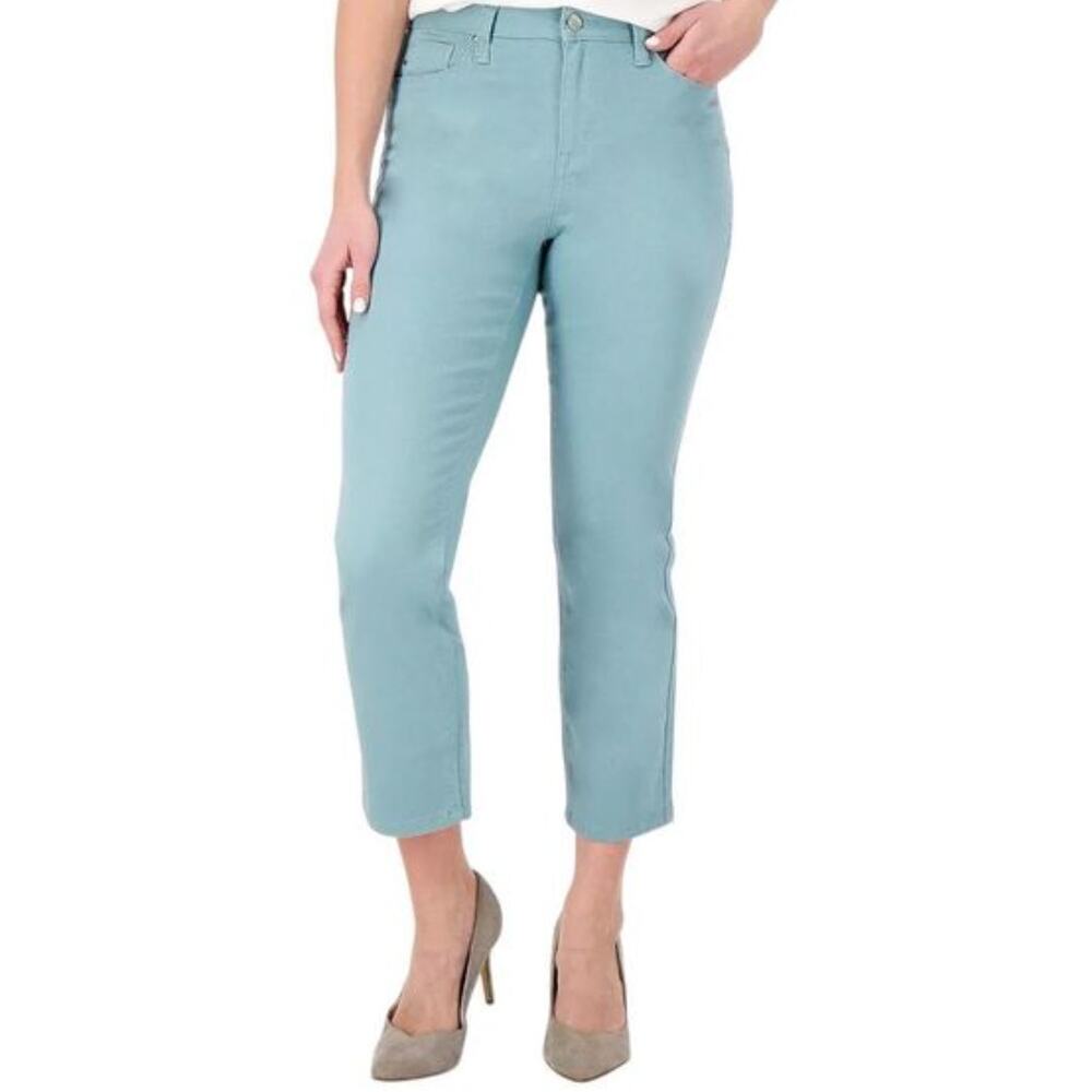NWT Laurie Felt QVC Wave Denim 5-Pocket Crop Straight Jeans 28W in Dusky Blue